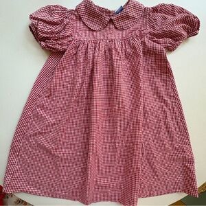 Vintage Red Gingham Kids Casual Dress